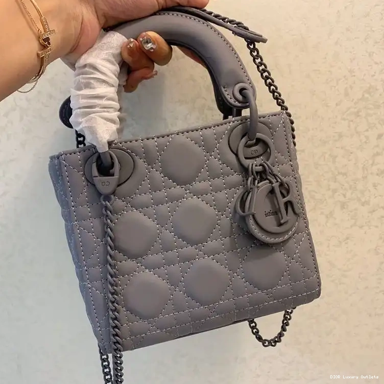 Calfskin Grey Dior Ultramatte Mini Lady Bag Cannage 0509 Luxury